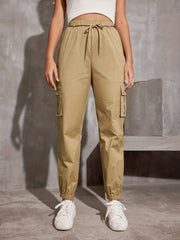 Y2K Solid Drawstring Cargo Pants Casual Baggy Pants