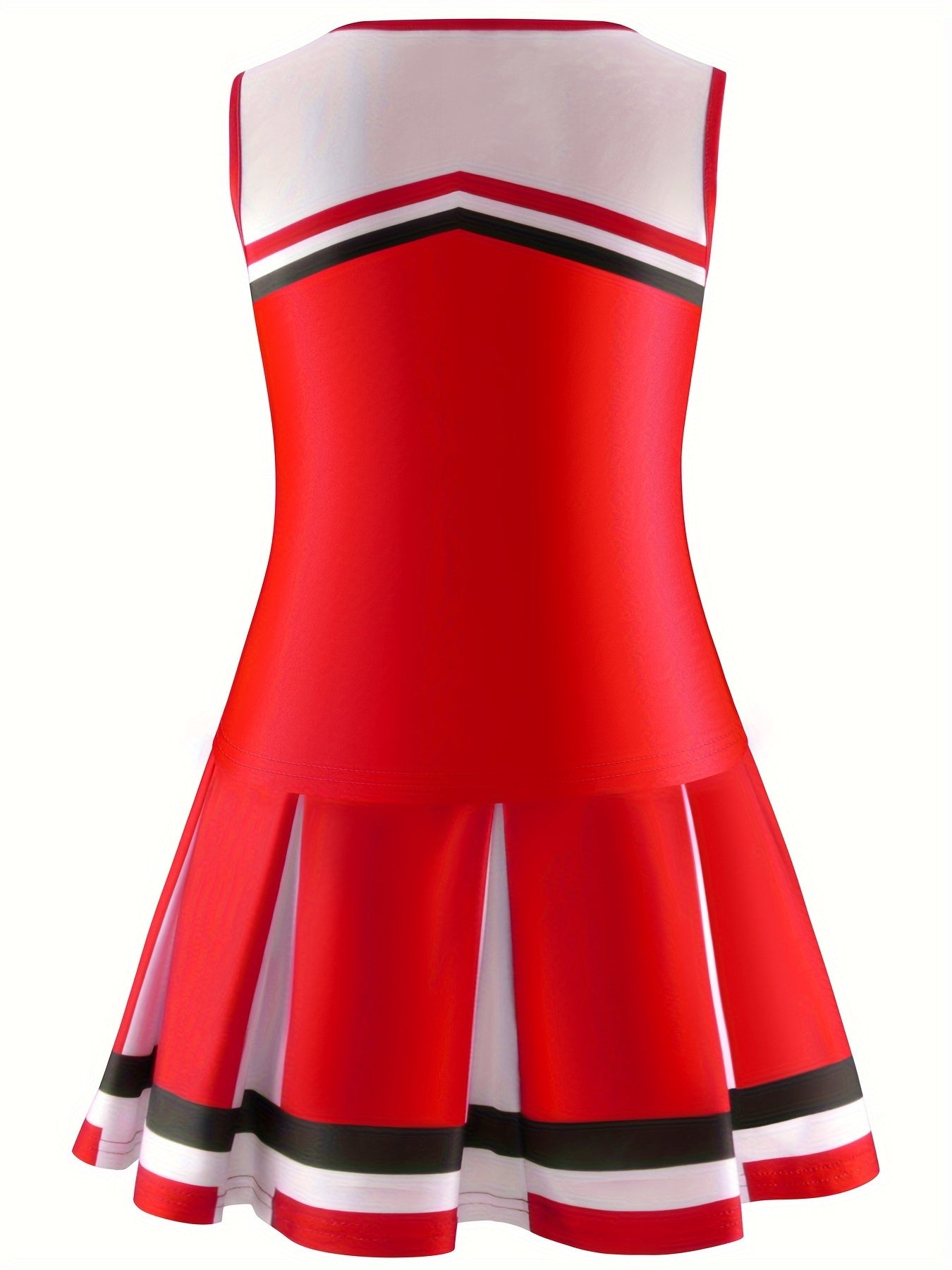 2pcs Girls Splicing CHEER Print Top Pleated Skirt Set