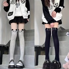 3 Pairs Cartoon Cat Print Over The Knee Socks Women's Stockings