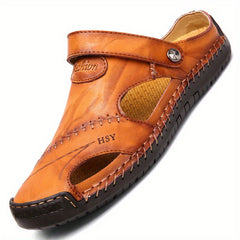 Men's Plus Size Leather Hiking Sandals Non Slip Beach Water Shoes