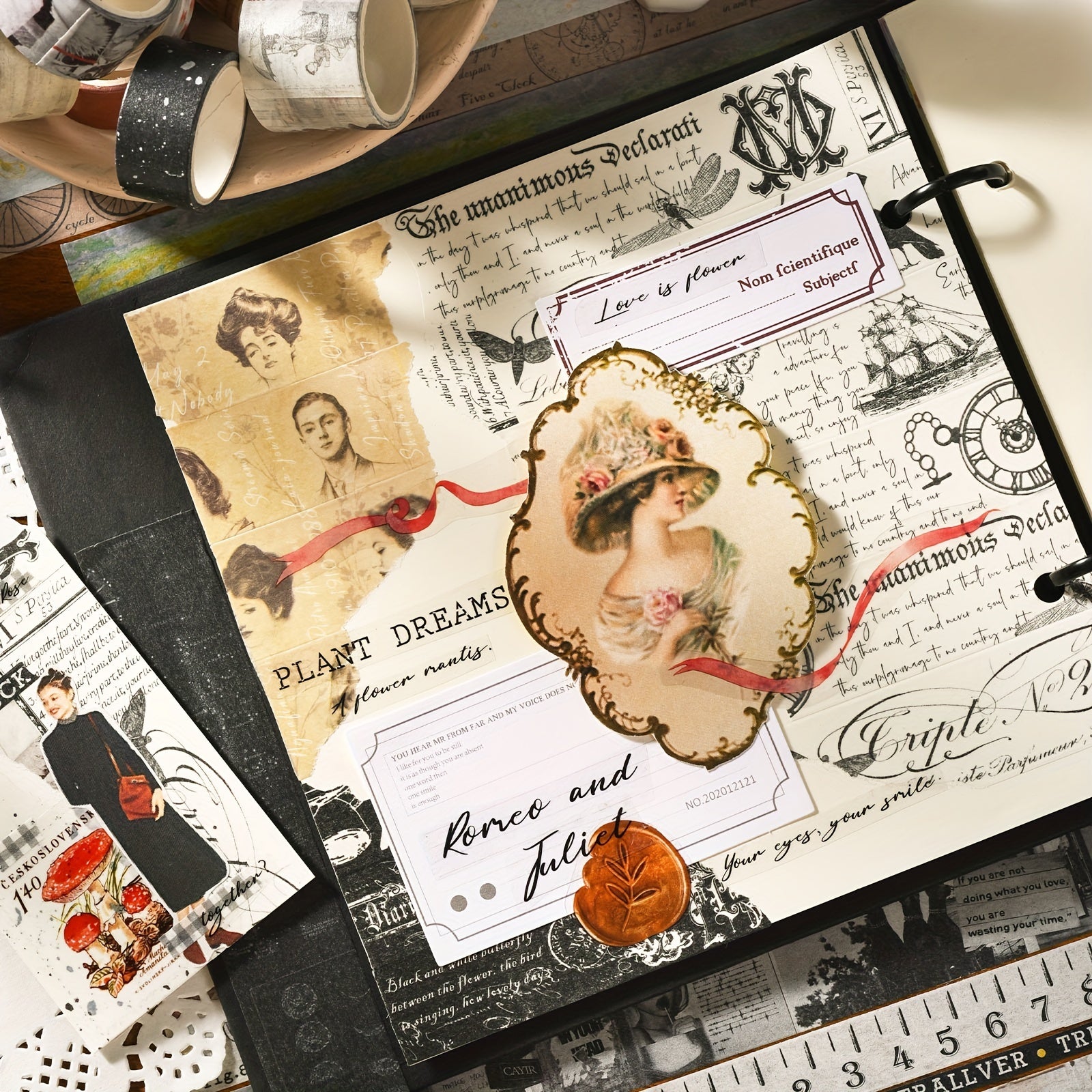 4pcs Retro Printing Diary Decorative Stickers