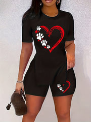 Letter Print Two piece Set T shirt & Shorts Casual Outfits