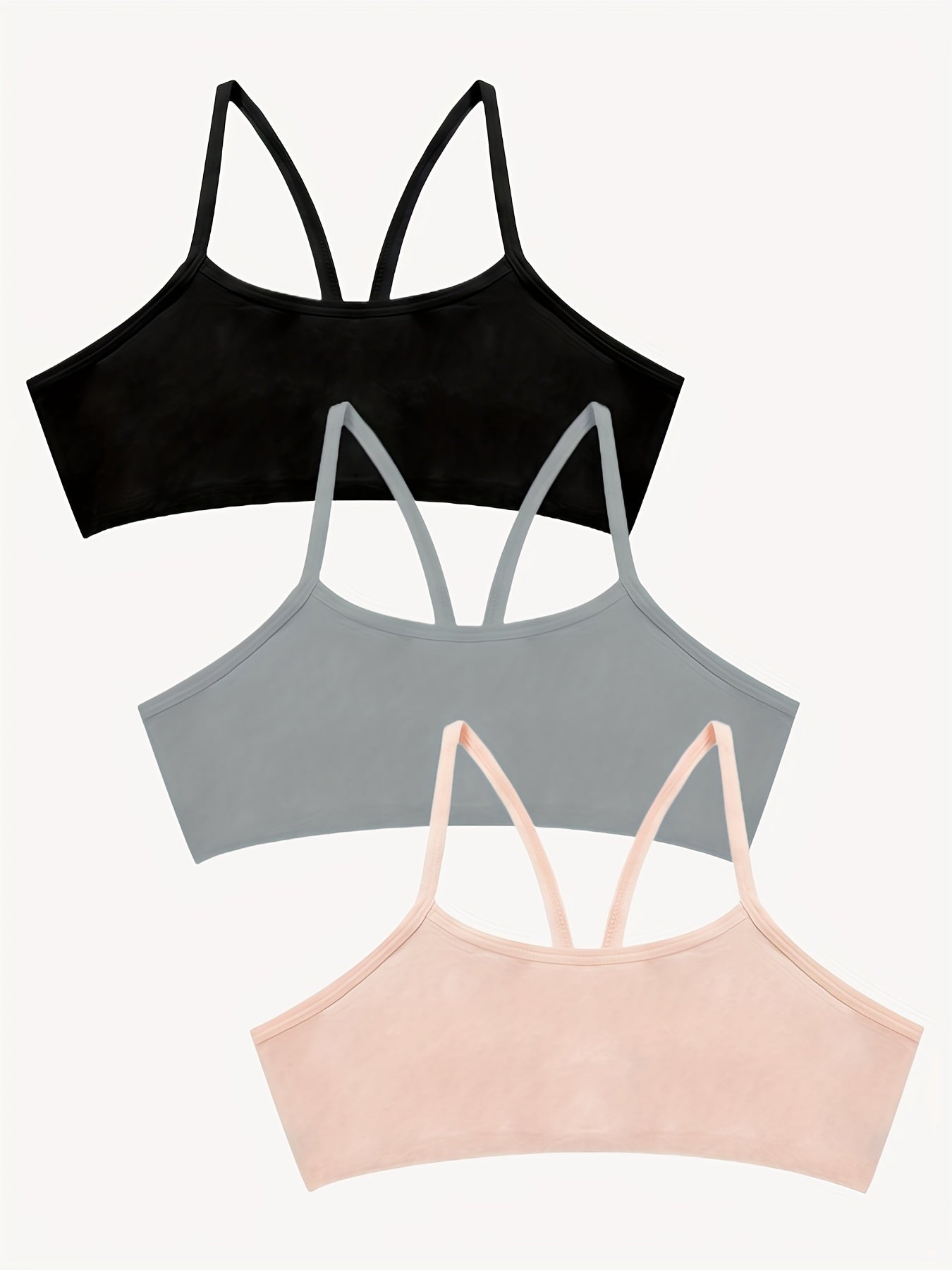 3pcs Girl's Cross Straps Bralette Multiple Colors