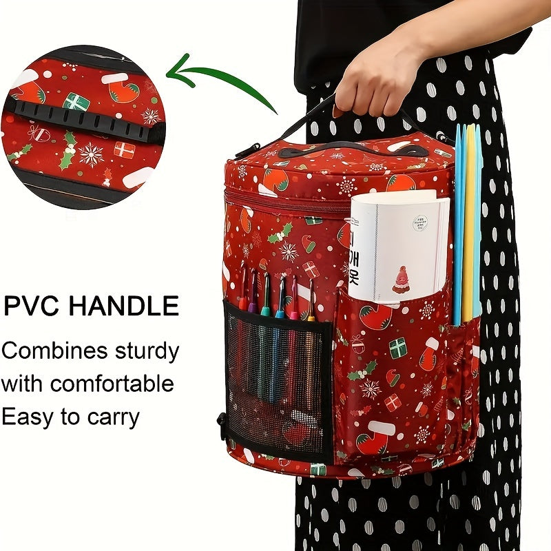 Christmas Theme Yarn Bag Knitting Storage Crochet Cylinder Portable