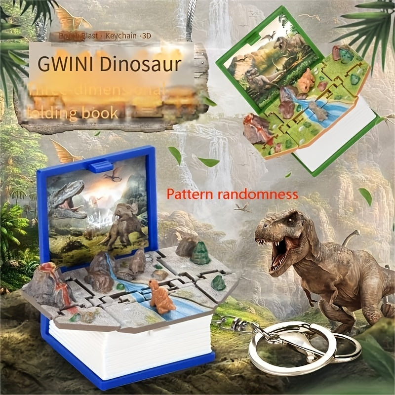 3D Dino Fold Book Keychain Puzzle Toy for Astronaut Fans