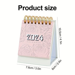 Mini Rose Desk Calendar Pink Rose Pattern