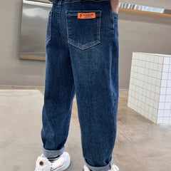 Boys Letter Pattern Denim Pants Kids Clothing Spring Autumn