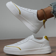 Flat Faux Leather Sneakers Wear Resistant Non Slip Shoes