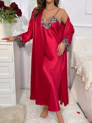 Seductive Lace Trim Nightdress V Neck Sleep Dress
