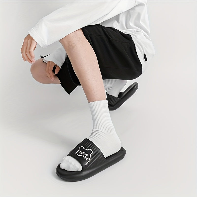 Men's Lightweight Non Slip Open Toe Slides for Bathroom Beach Summer