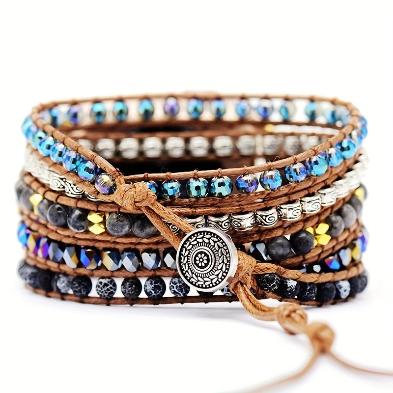 Bohemian Wrap Watch Weathered Agate Beaded Strap