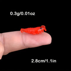 50pcs Soft Shrimp Lures Luminous Artificial Baits for Bass Crappie
