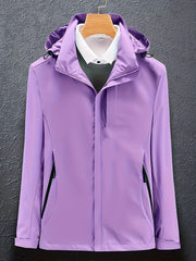 Women's Soft Shell Ski Jacket Windproof & Waterproof Full Zipper Snow Coat