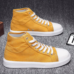 Women's Yellow Canvas High Top Sneakers