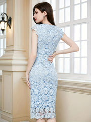 Floral Lace Cap Sleeve Plus Size Bridesmaid Dress