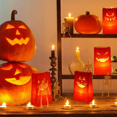 20pcs Halloween Luminary Bags Pumpkin Grimace Patterns