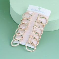 6 Pairs Golden Silver Glossy Tube Hoop Earrings Set for Daily Decoration