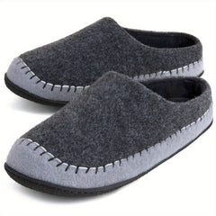Men's Slip on Slippers Stitch Detail Backless Indoor Winter Shoes