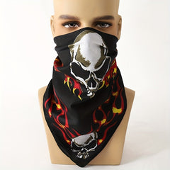 Polyester Skull Pattern Small Square Scarf Men