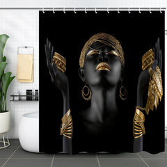 Golden Women's Jewelry Shower Curtain Set - 4pcs