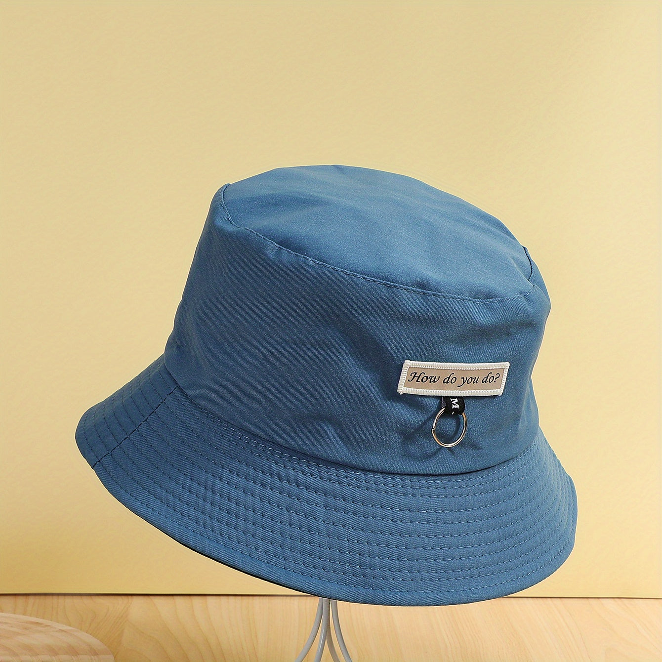 Reversible Bucket Hat Iron Ring Label Decor Unisex Basin Hat