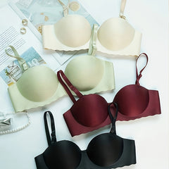 4pcs Girls Seamless Bras Solid Smooth Breathable Wireless Half Cup Bras