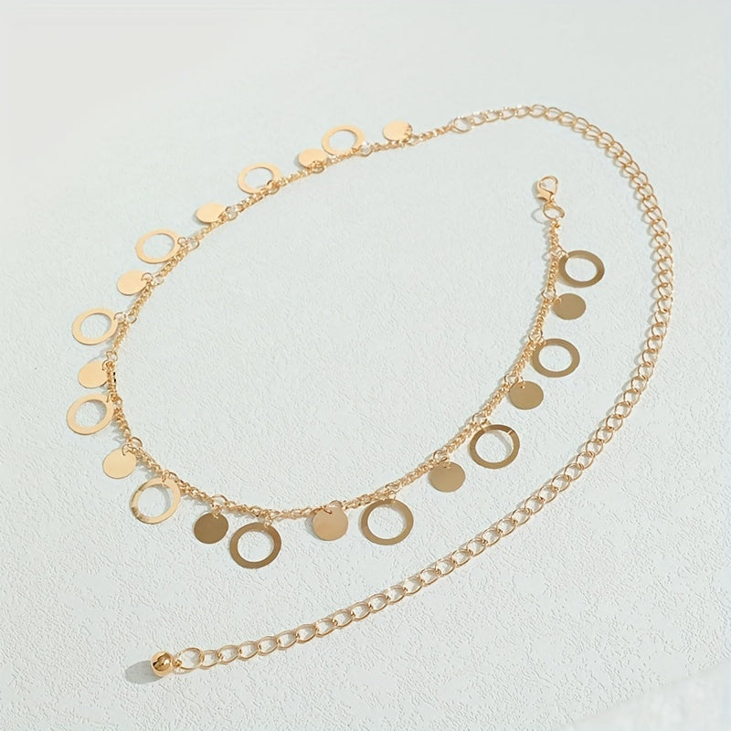 Geometric Hollow Waistband Tassel Waist Chain