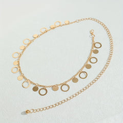 Geometric Hollow Waistband Tassel Waist Chain
