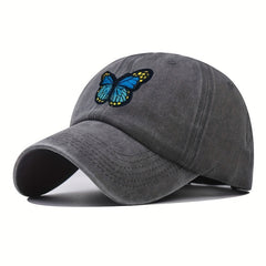 Butterfly Embroidery Baseball Cap Distressed Dad Hat