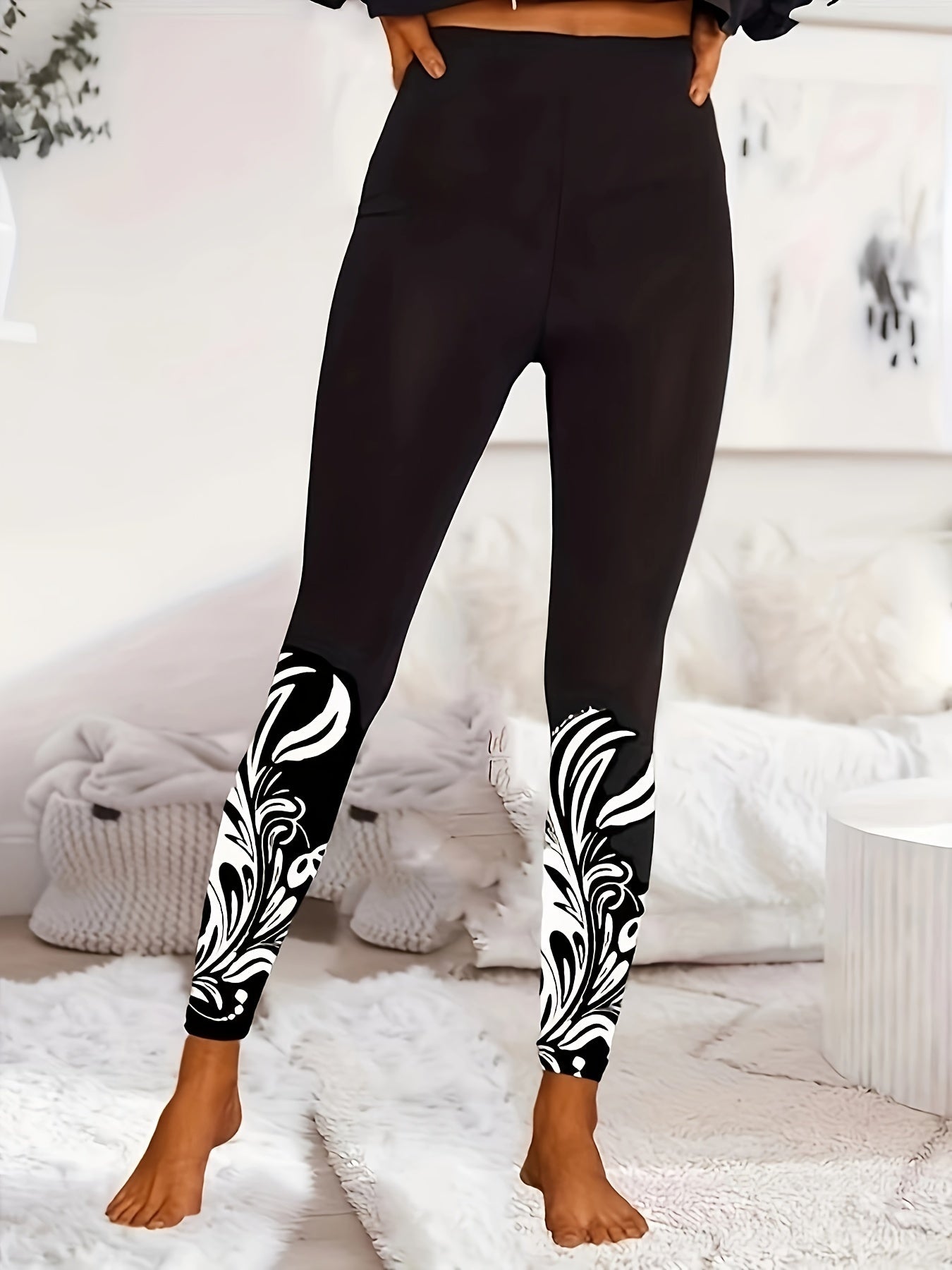 Floral Print High Rise Leggings
