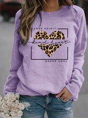 Kind Heart Print Sweatshirt Casual Crew Neck Sweatshirt Women's Clothing