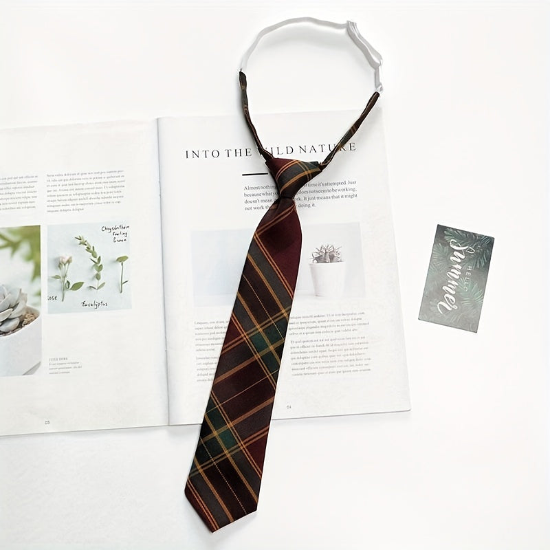 Plaid Elastic Small Tie For Cosplay School Uniform Boys