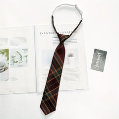 Plaid Elastic Small Tie For Cosplay School Uniform Boys