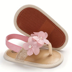 Flower Open Toe Sandals for Baby Girls Lightweight Non-slip Walking Shoes
