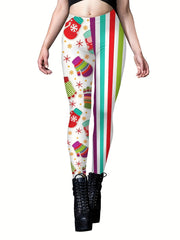 Christmas Skinny Leggings Casual Butt Lifting Leggings Women's Clothing