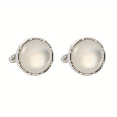 Round Inlaid Artificial Diamond Cufflinks French Couple Style
