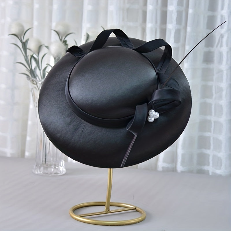 Hepburn Style French Fascinator Hats Faux Pearl Decor Derby Hats