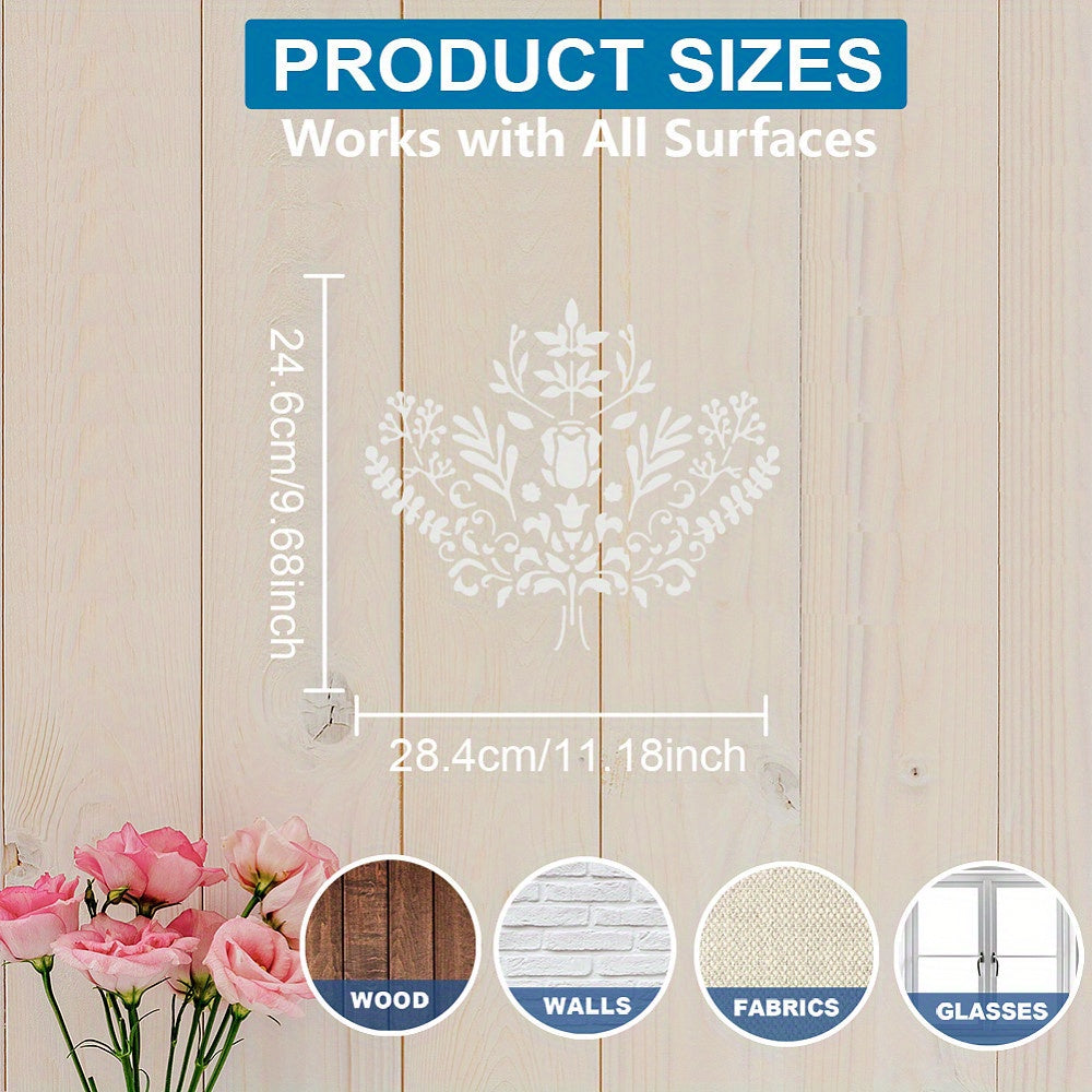 1pc PET Hollow Out Drawing Stencils Paint Bamboo Brushes Crown Craft Supplies