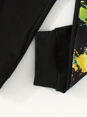 Boys 2pcs Paint Splash Sweatshirt & Pants Set