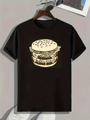 Hamburger Print Men's Graphic T shirt for Summer