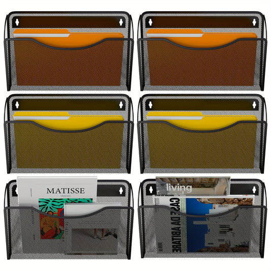 Metal Mesh Pockets Hanging File Organizer Wall File Holder Rack