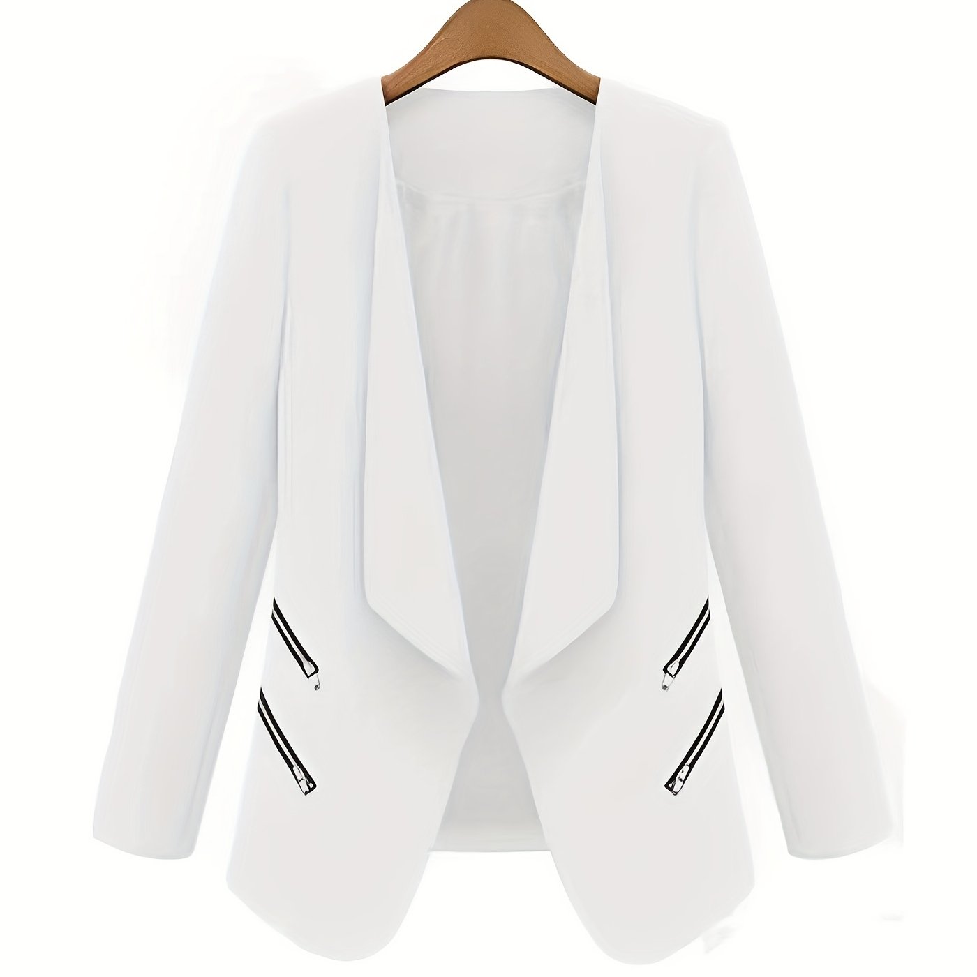 Zipper Shawl Collar Blazer Casual Open Front Long Sleeve