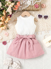 2pcs Baby Girls Tank Top & Skirt Set for Summer