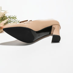 Women's Pointed Toe High Heels Metallic Buckle Decor Patent Leather Pumps