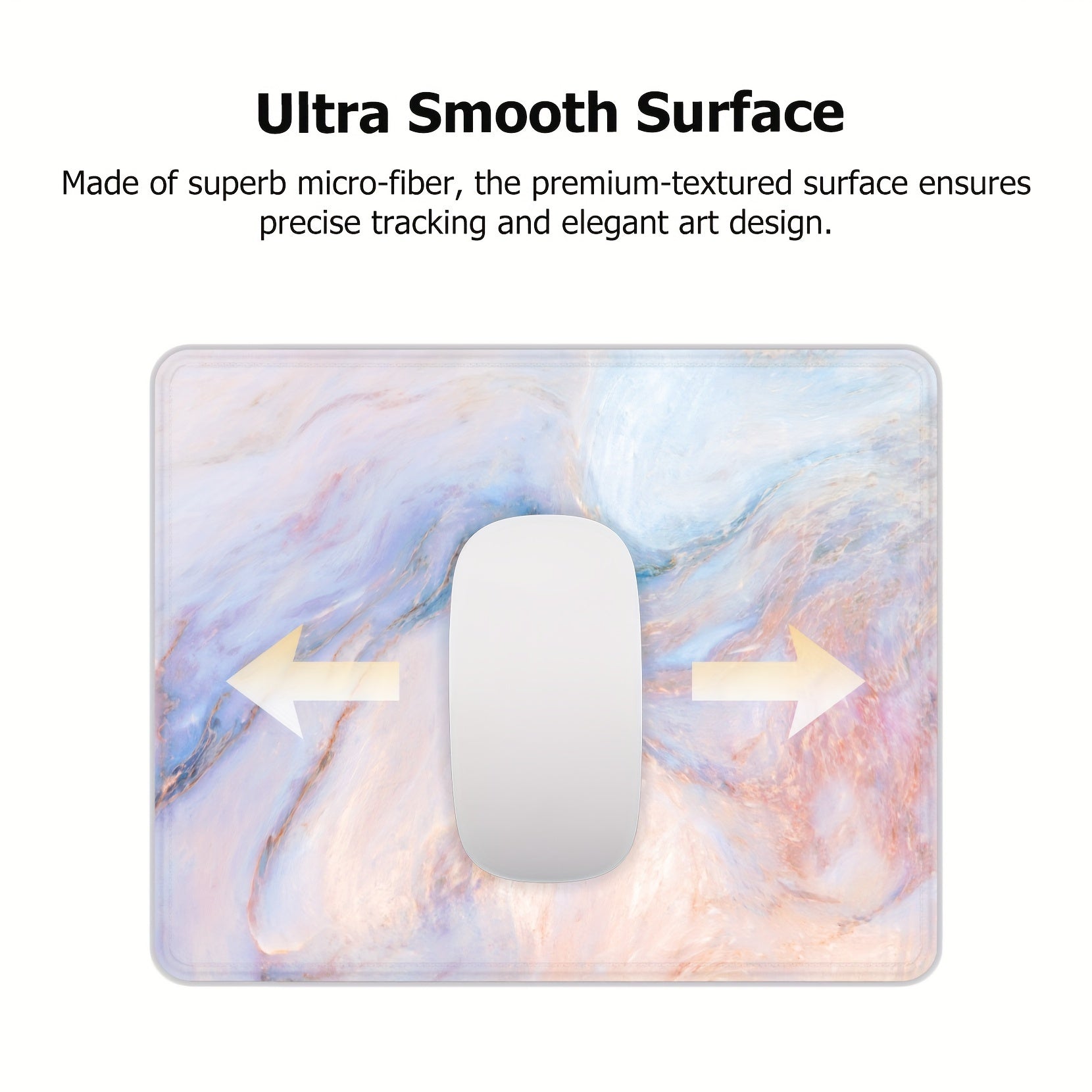 Pink Marble Mouse Pad with Stitched Square Design