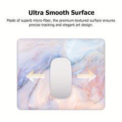 Pink Marble Mouse Pad with Stitched Square Design