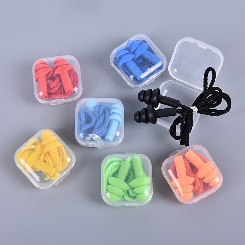 Silicone Earplugs with Waterproof Box Noise Reduction