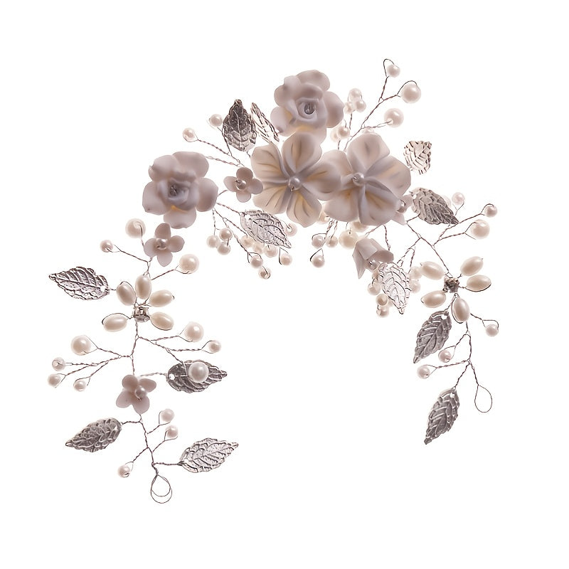 Pearl Bridal Headpiece Flower Bride Wedding Hair Vine