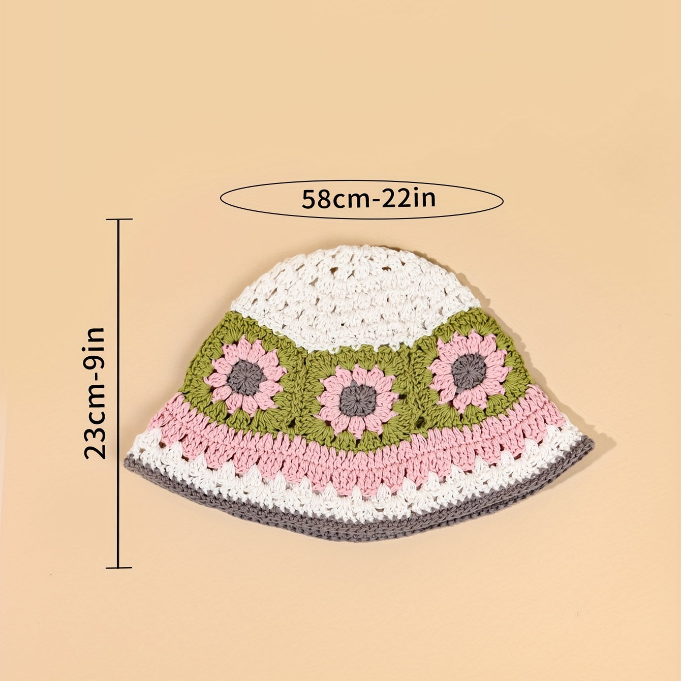 Y2K Flower Hollow Knit Bucket Hat for Women