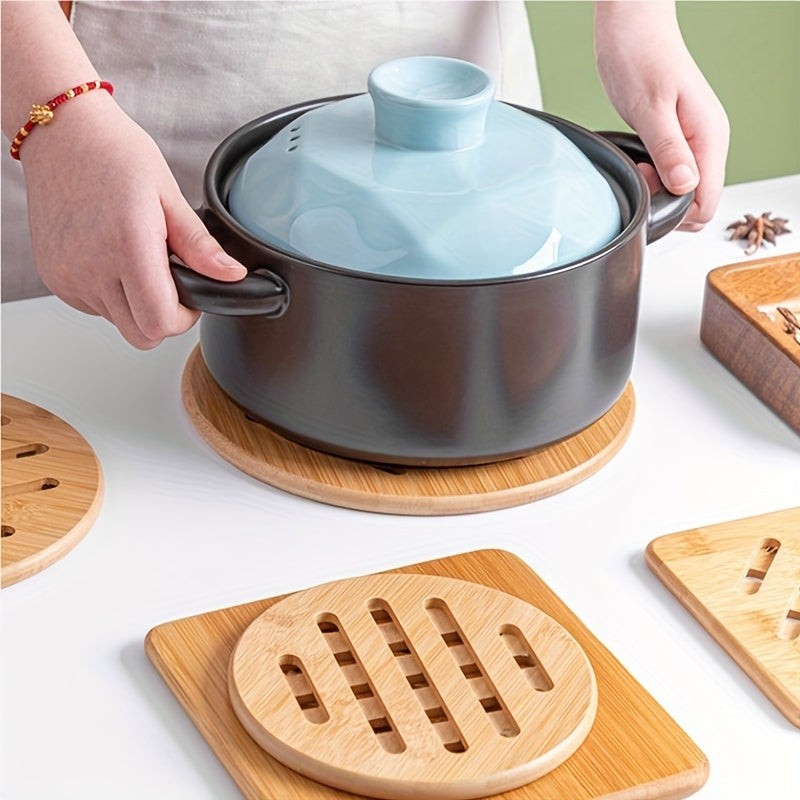 1pc 6pcs Bamboo Coaster Round Hot Pad Insulated Placemat Home Dining Table